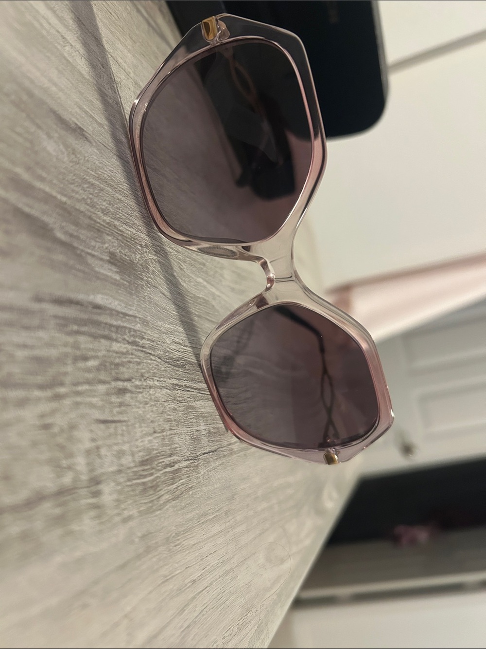 Coach Pink Oversized Hexagon Sunglasses with Gradient Lenses